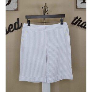 Apt.9 Stretch Ava White with Dark Gray Stripes Bermuda Shorts Size 8